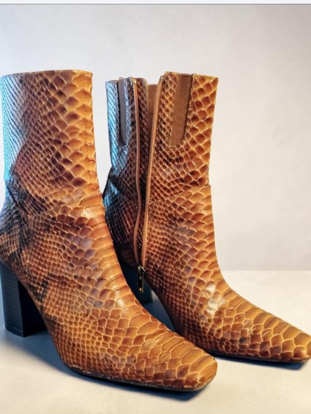 Donald Pliner Faux Snake Skin-Embossed Ankle Booties.